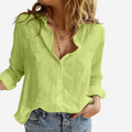 Linnen Button-Down Blouse met Lange Mouwen voor Dames
