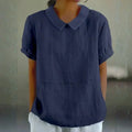 Linnen Peter Pan Kraag Blouse voor Dames