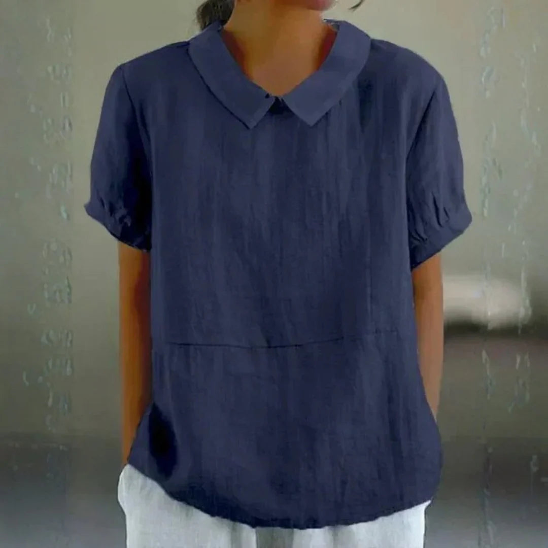 Linnen Peter Pan Kraag Blouse voor Dames