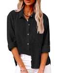 Katoen-Linnen Button-Down Blouse voor Dames