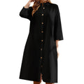 Linnen Maxi Jurk met Knoopsluiting voor Dames