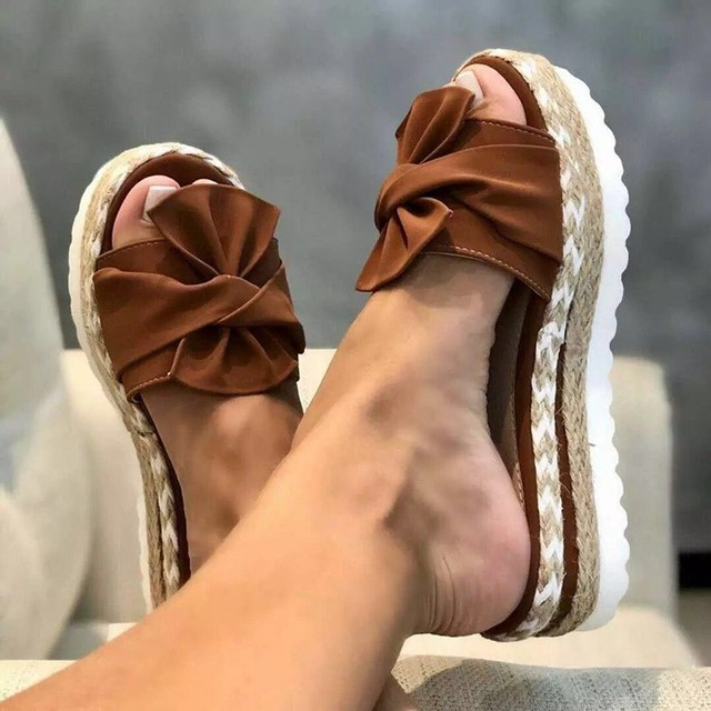 Woven Open Teen Sandalen met Strikdetail voor Dames