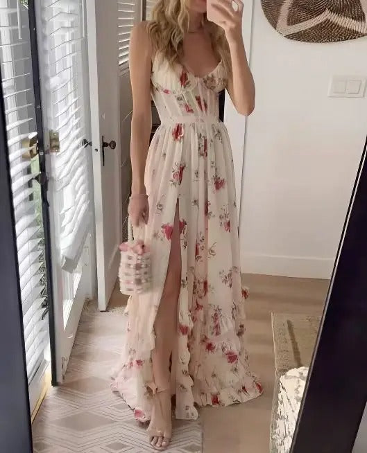 Bloemen Maxi Jurk met Split voor Dames
