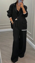 Oversized Blazer Broekpak met Rechte Broek voor Dames