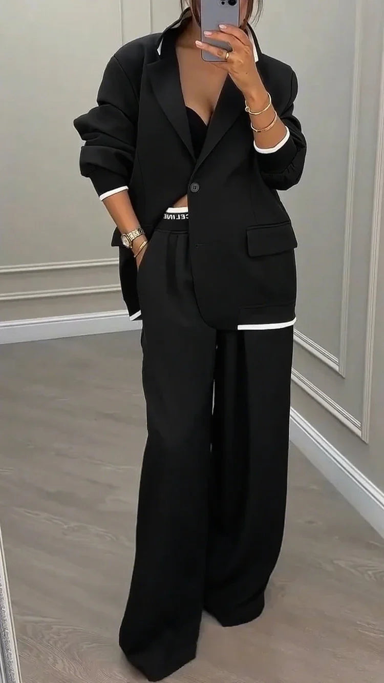 Oversized Blazer Broekpak met Rechte Broek voor Dames