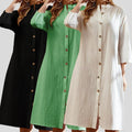Linnen Maxi Jurk met Knoopsluiting voor Dames