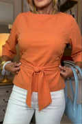 Belted Blouse met Lange Mouwen voor Dames
