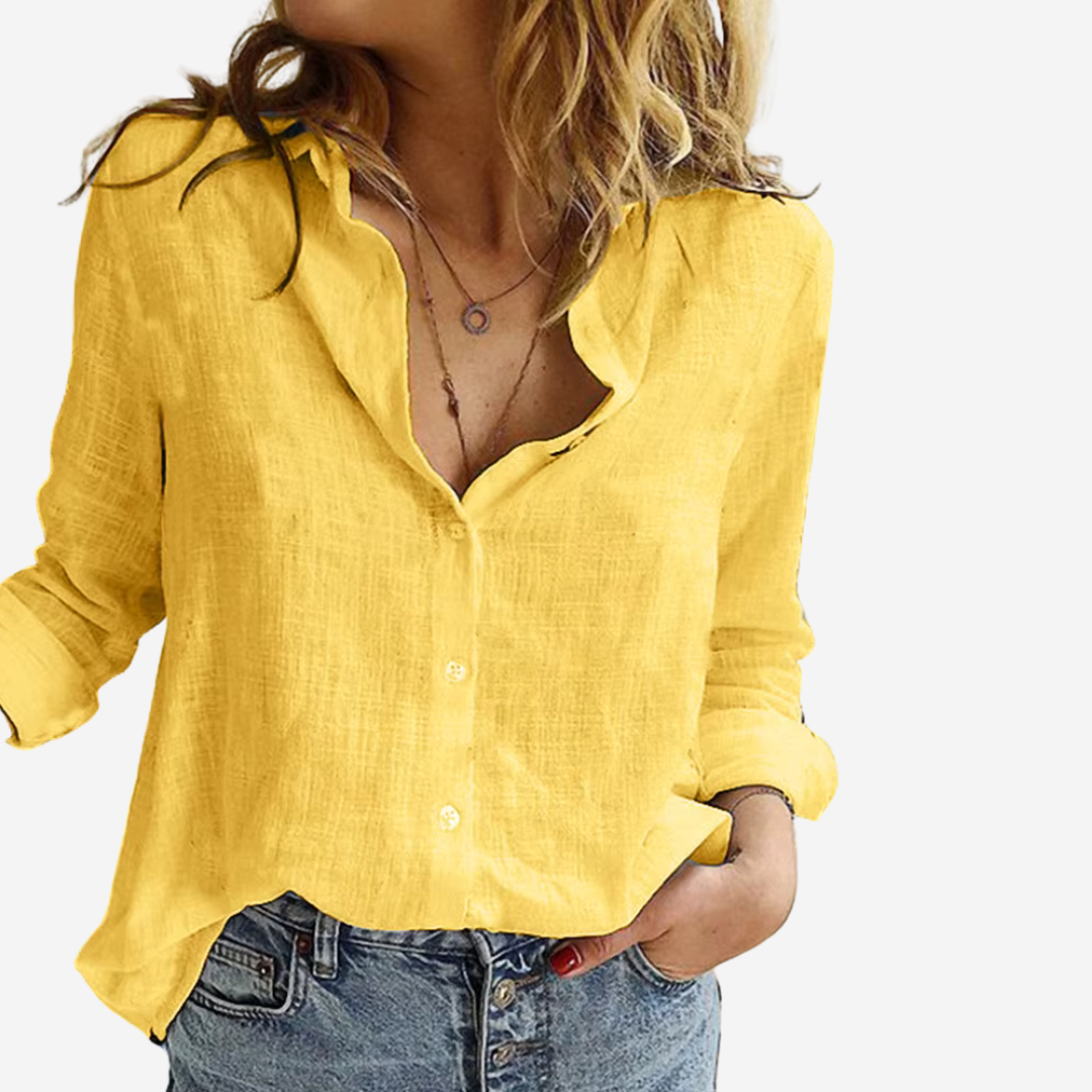 Linnen Button-Down Blouse met Lange Mouwen voor Dames