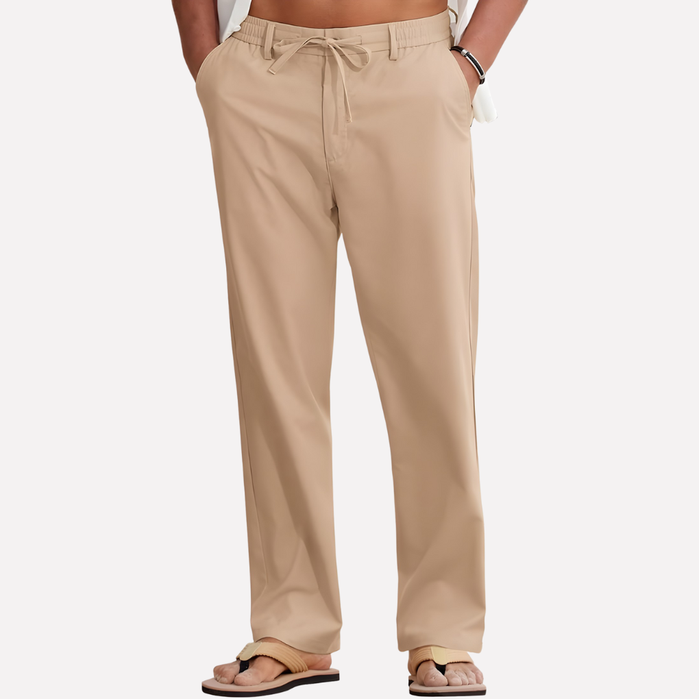 Linnen Rechte Pantalon met Steekzakken voor Heren
