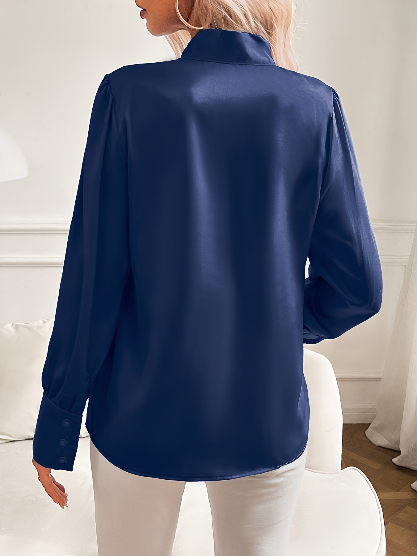 Blouse met Strikdetail en Lange Mouwen voor Dames