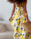 Marnie | Spaghettibandjes Bloemen Maxi Jurk met Split voor Dames