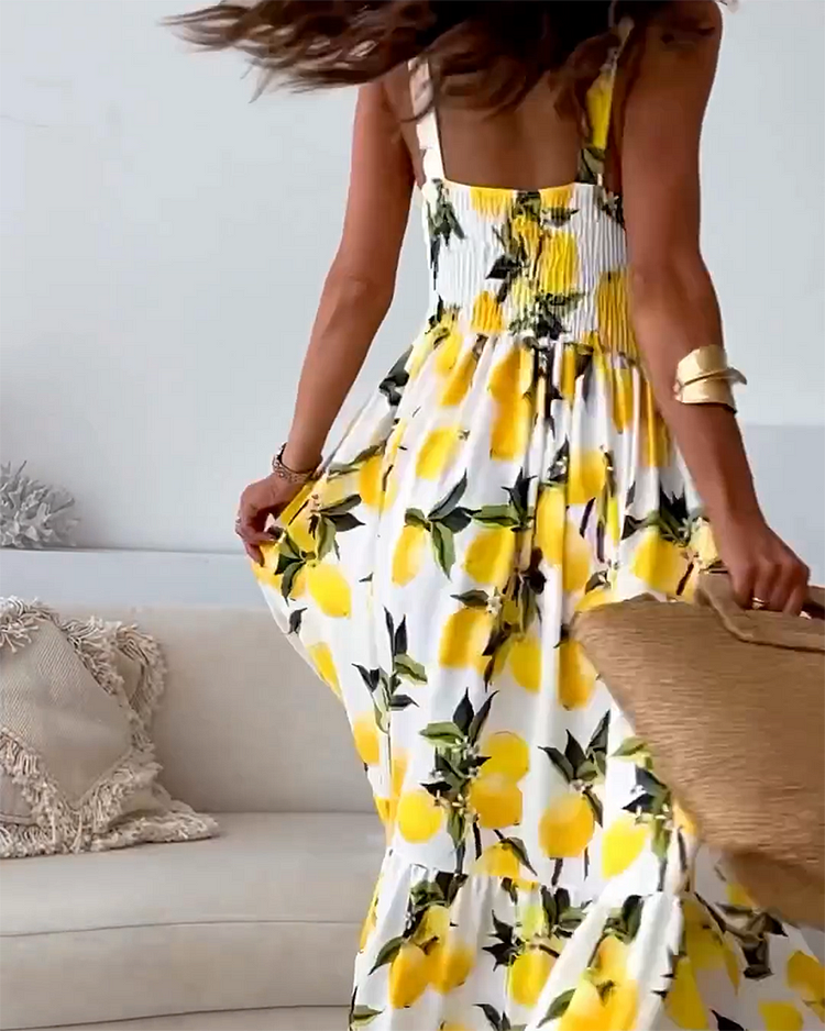 Marnie | Spaghettibandjes Bloemen Maxi Jurk met Split voor Dames