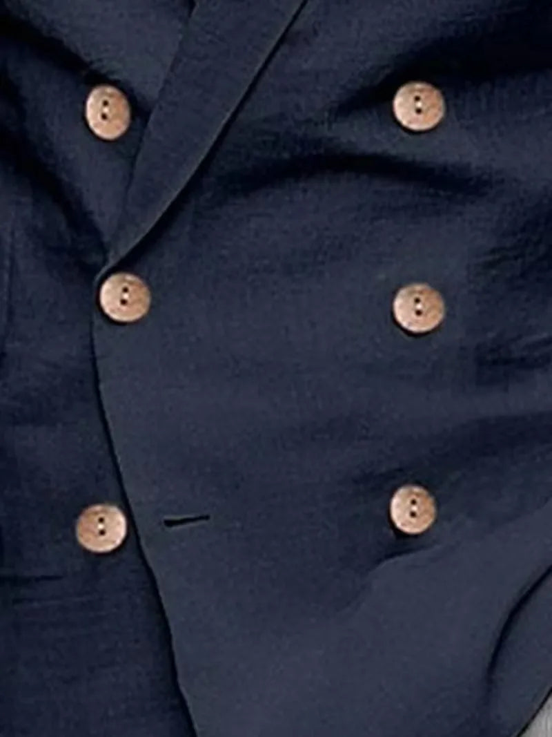Linnen Slim Fit Blazer met V-Hals voor Heren