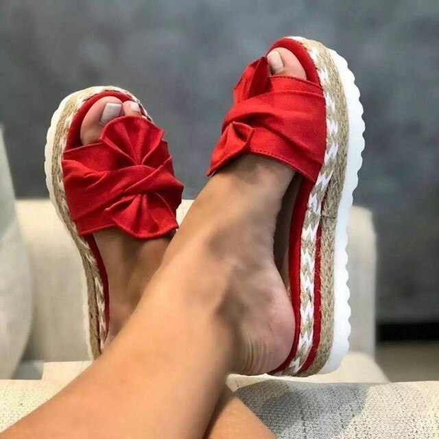 Woven Open Teen Sandalen met Strikdetail voor Dames