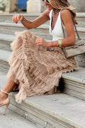 Tule Maxi Rok met Elastische Tailleband voor Dames