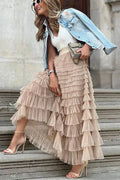 Tule Maxi Rok met Elastische Tailleband voor Dames