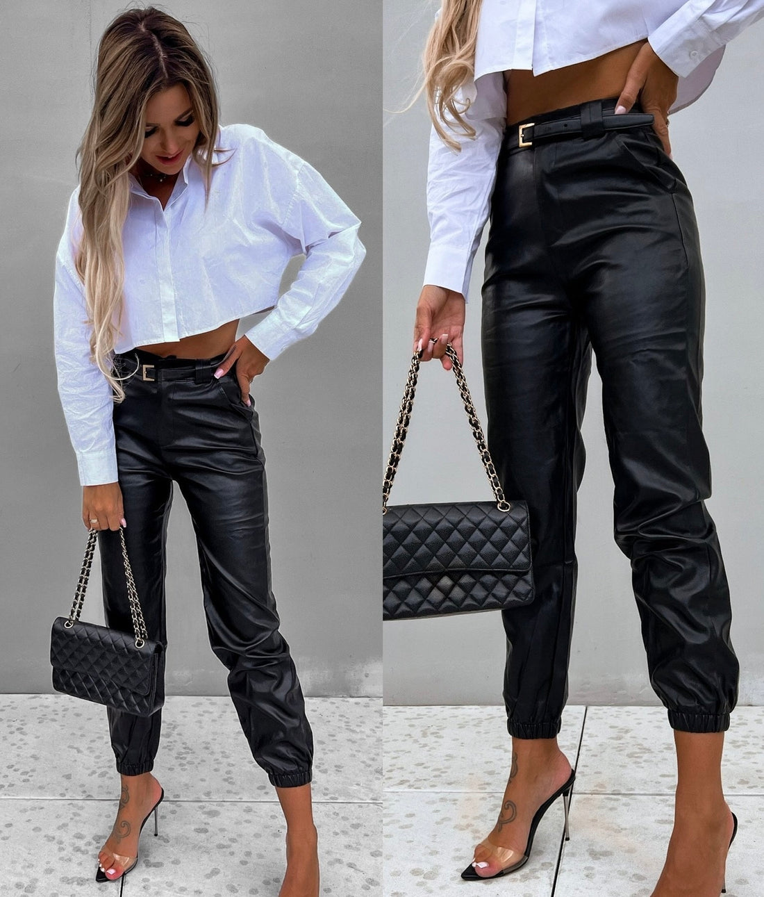 Trendy Leren Broek met Hoge Taille voor Dames