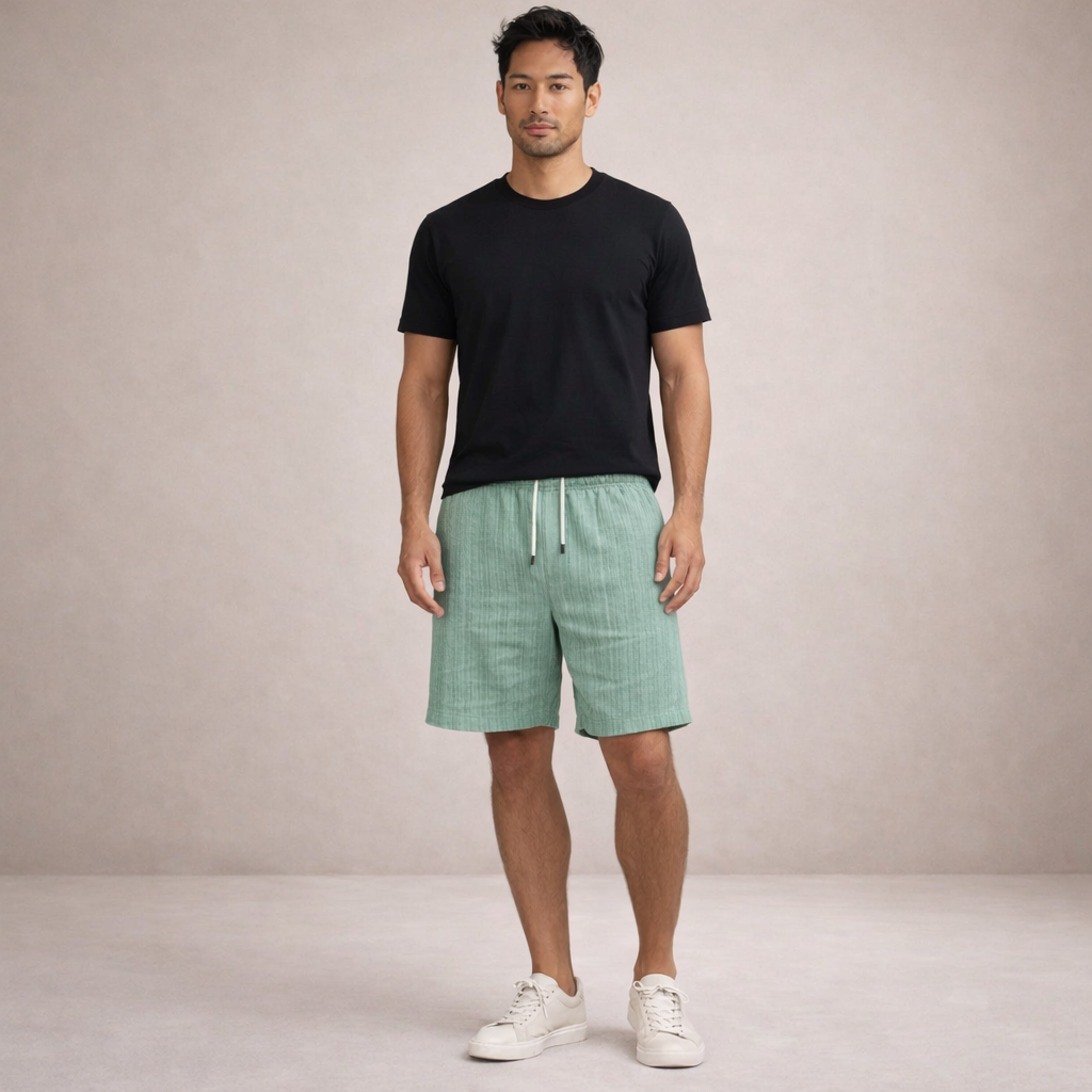 Linnen Regular Fit Korte Broek met Steekzakken voor Heren