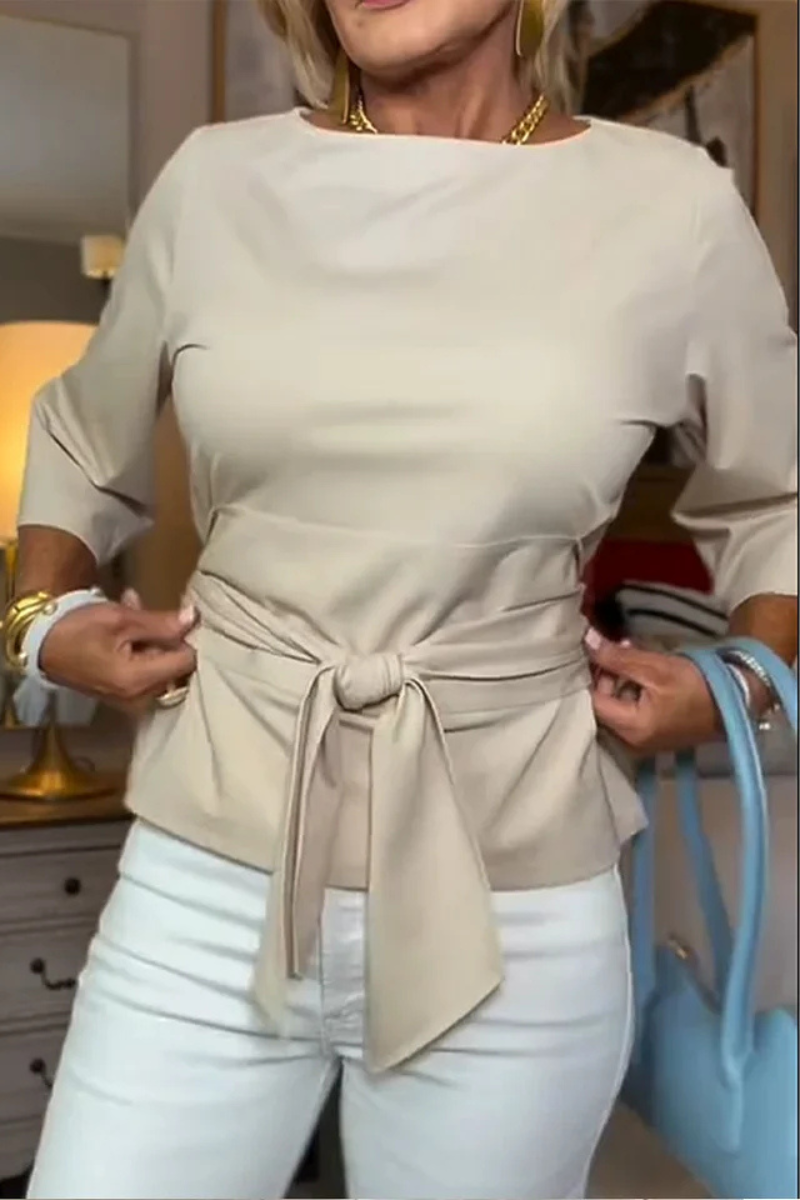 Belted Blouse met Lange Mouwen voor Dames