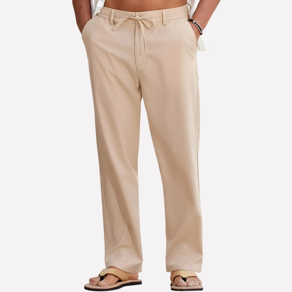 Linnen Rechte Pantalon met Steekzakken voor Heren