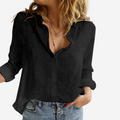 Linnen Button-Down Blouse met Lange Mouwen voor Dames