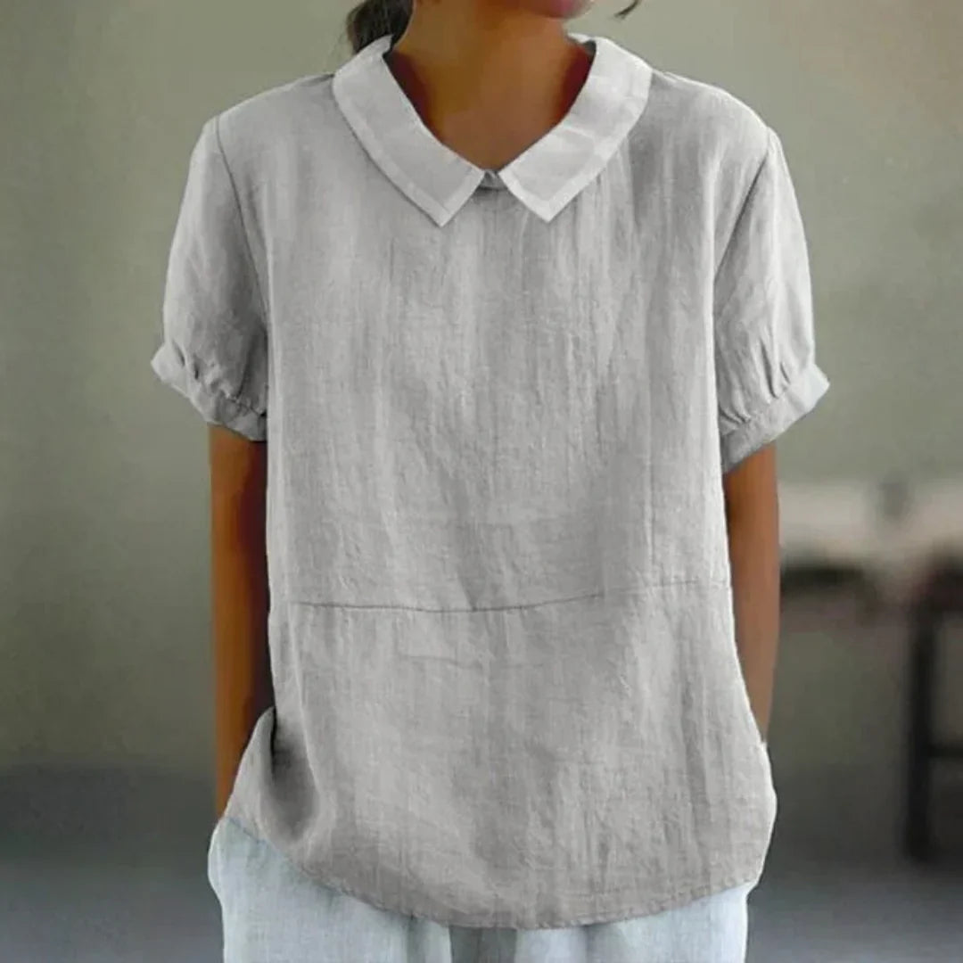 Linnen Peter Pan Kraag Blouse voor Dames