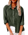 Katoen-Linnen Button-Down Blouse voor Dames