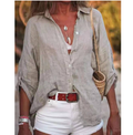 Linnen Blouse met Lange Mouwen en Knoopsluiting voor Dames