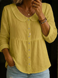 Linnen Button-Down Blouse met Reverskraag voor Dames