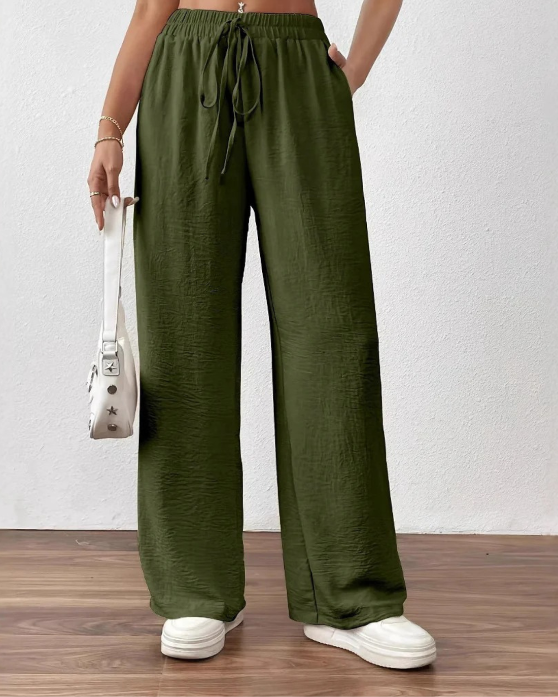 Zomerbroek met Wijde Pijpen en Elastische Taille voor Dames