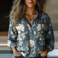 Linnen Button-Down Blouse met Print voor Dames