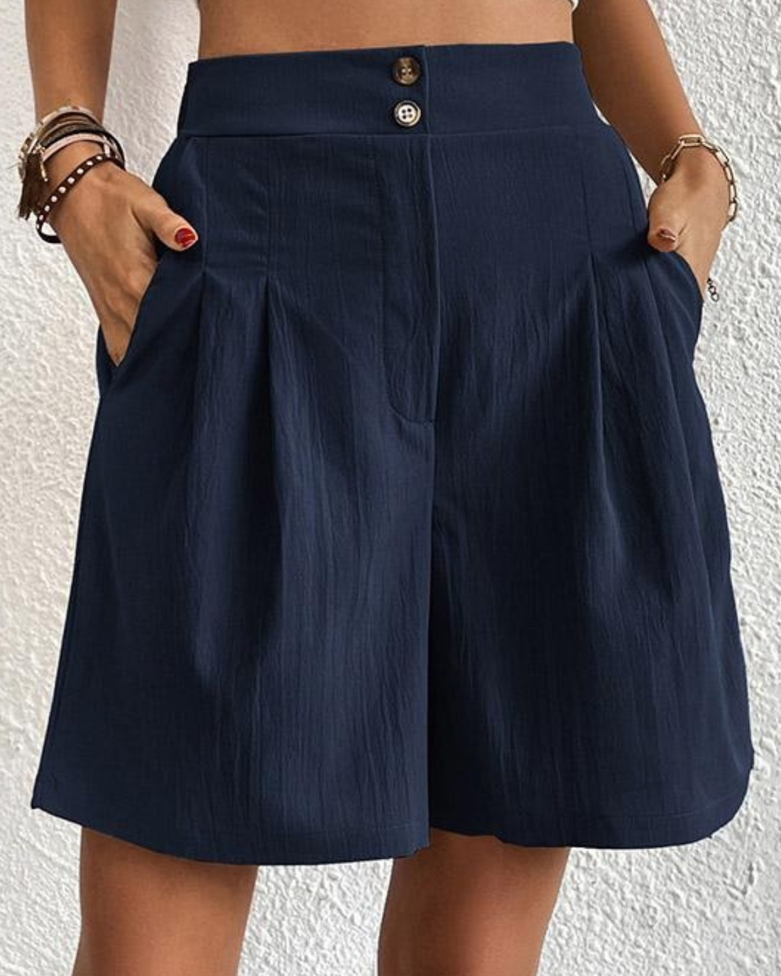 Hoge Taille Zomer Shorts met Dubbele Knoopsluiting voor Dames