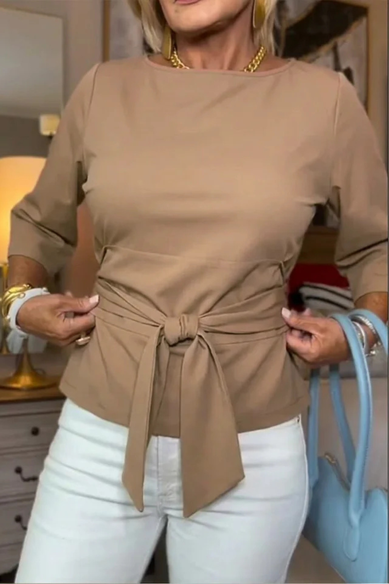 Belted Blouse met Lange Mouwen voor Dames