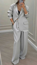 Oversized Blazer Broekpak met Rechte Broek voor Dames