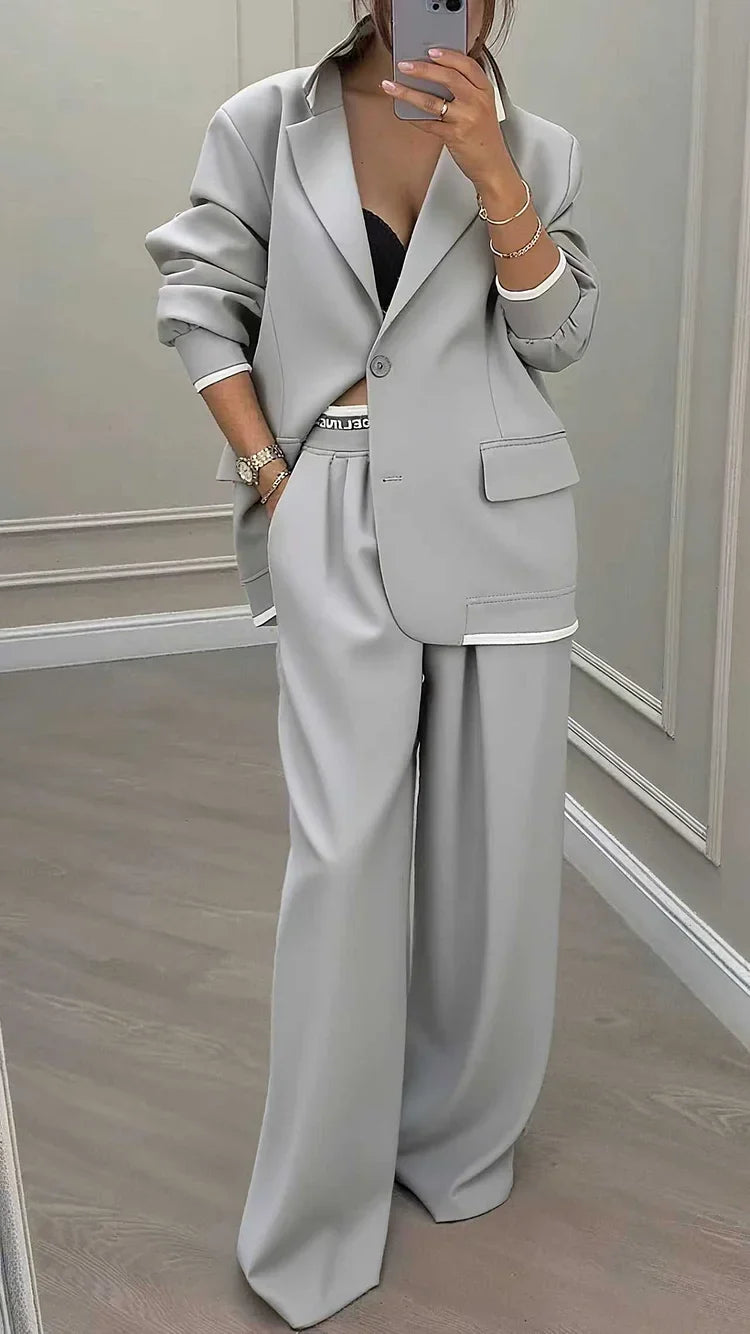 Oversized Blazer Broekpak met Rechte Broek voor Dames