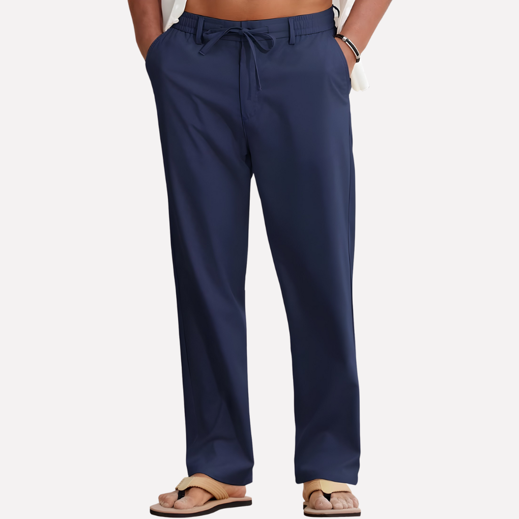 Linnen Rechte Pantalon met Steekzakken voor Heren