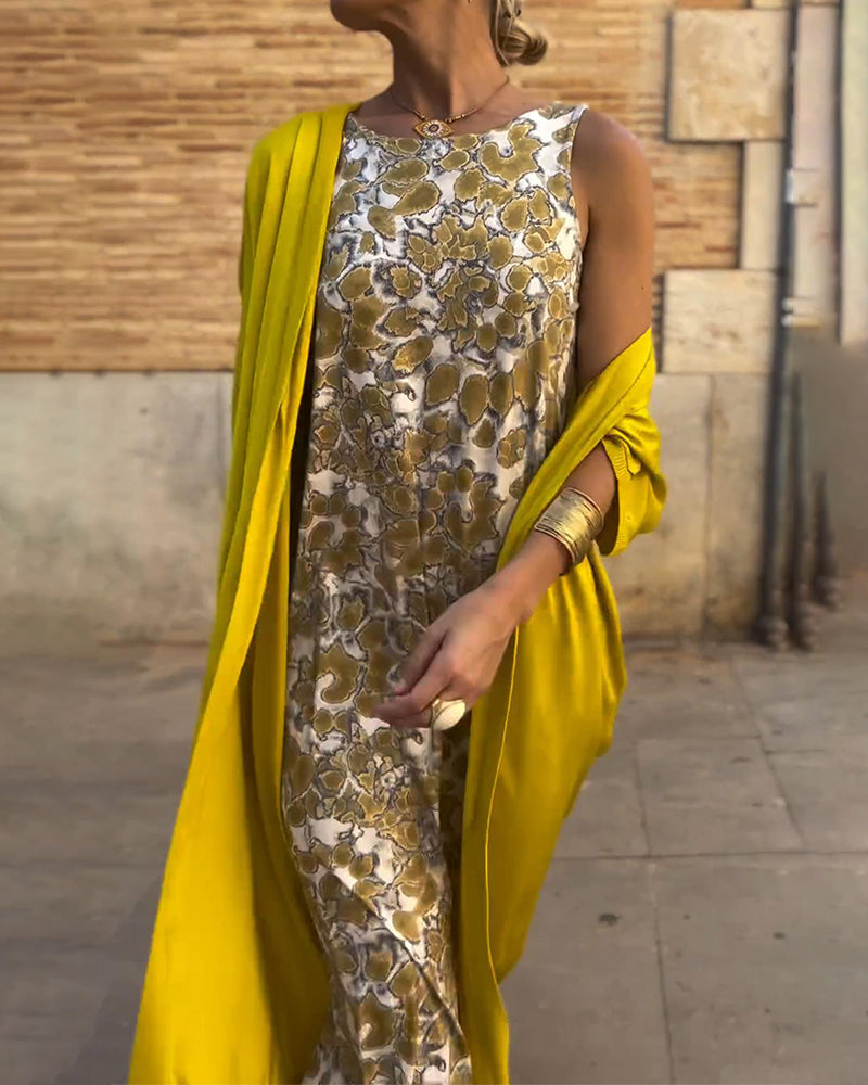 Bloemen Maxi Jurk met Vest voor Dames