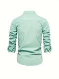 Linnen Slim Fit Overhemd met Lange Mouwen voor Heren