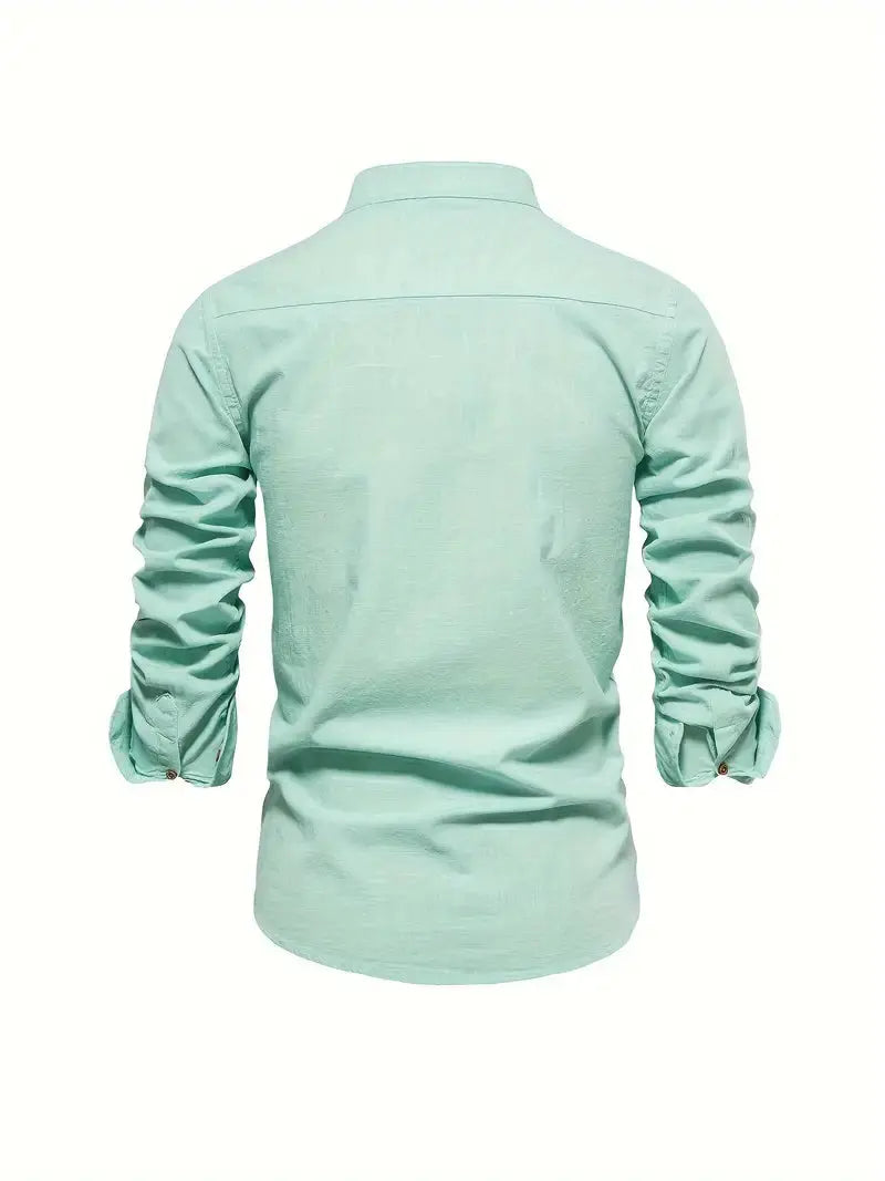 Linnen Slim Fit Overhemd met Lange Mouwen voor Heren