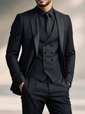 Slim Fit Double-Breasted Driedelig Pak Set voor Heren