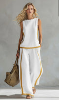 Tweedelige Set met Mouwloze Top en Wijde Broek voor Dames