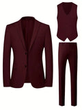 Slim Fit Double-Breasted Driedelig Pak Set voor Heren