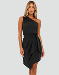 One-Shoulder Cocktailjurk met Strikdetail voor Dames