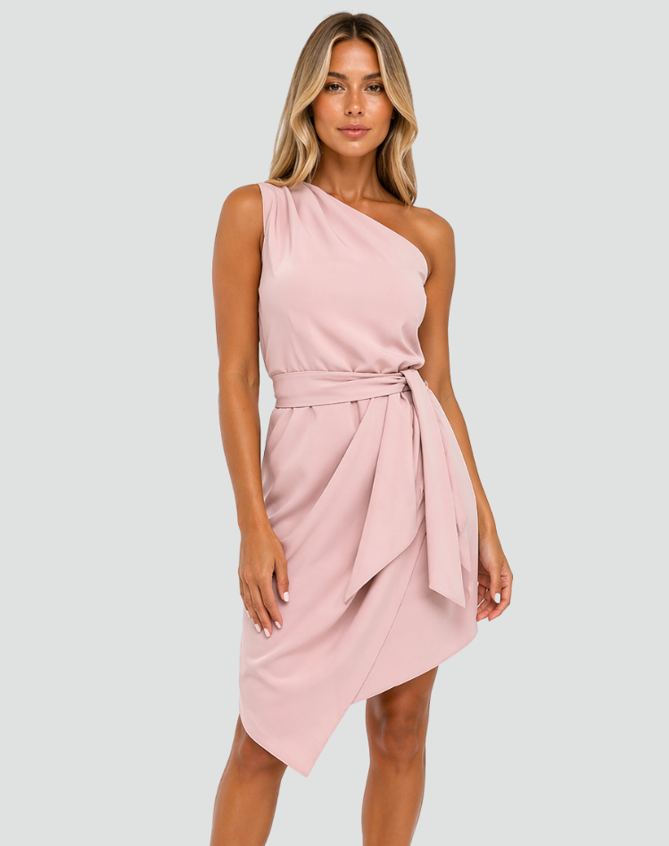 One-Shoulder Cocktailjurk met Strikdetail voor Dames