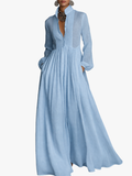 Linnen Maxi Jurk met Knoopsluiting voor Dames