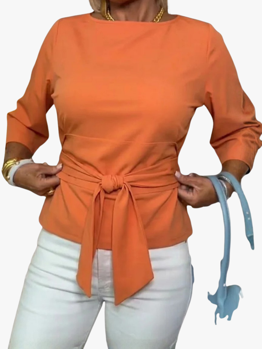 Belted Blouse met Lange Mouwen voor Dames