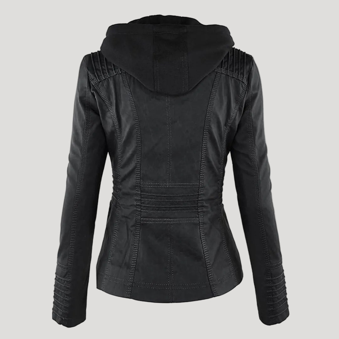Raffaele | Zip-Up Leren Jas met Capuchon voor Dames