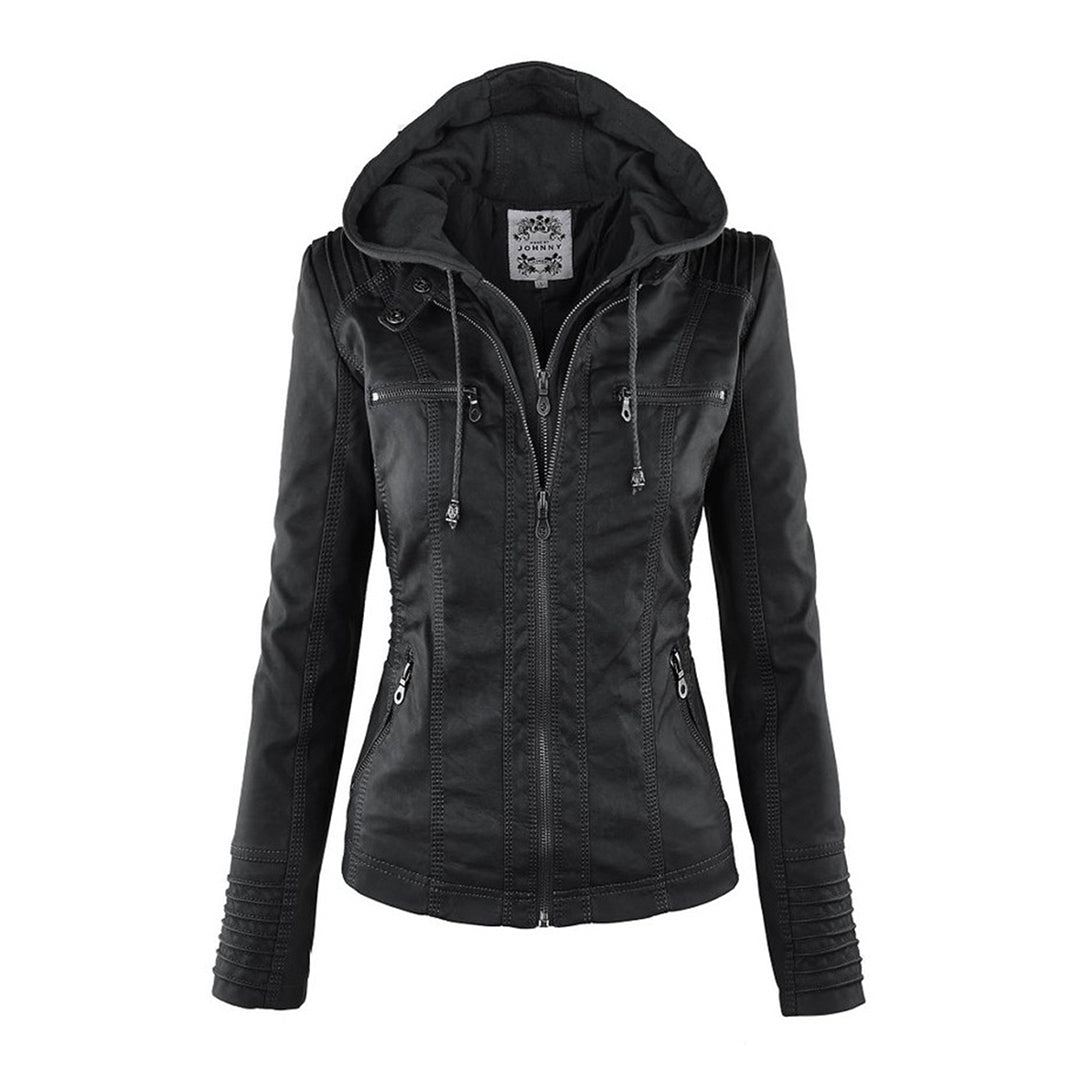 Raffaele | Zip-Up Leren Jas met Capuchon voor Dames