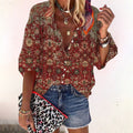 Bloemen Blouse met Knoopsluiting en Halve Mouwen voor Dames