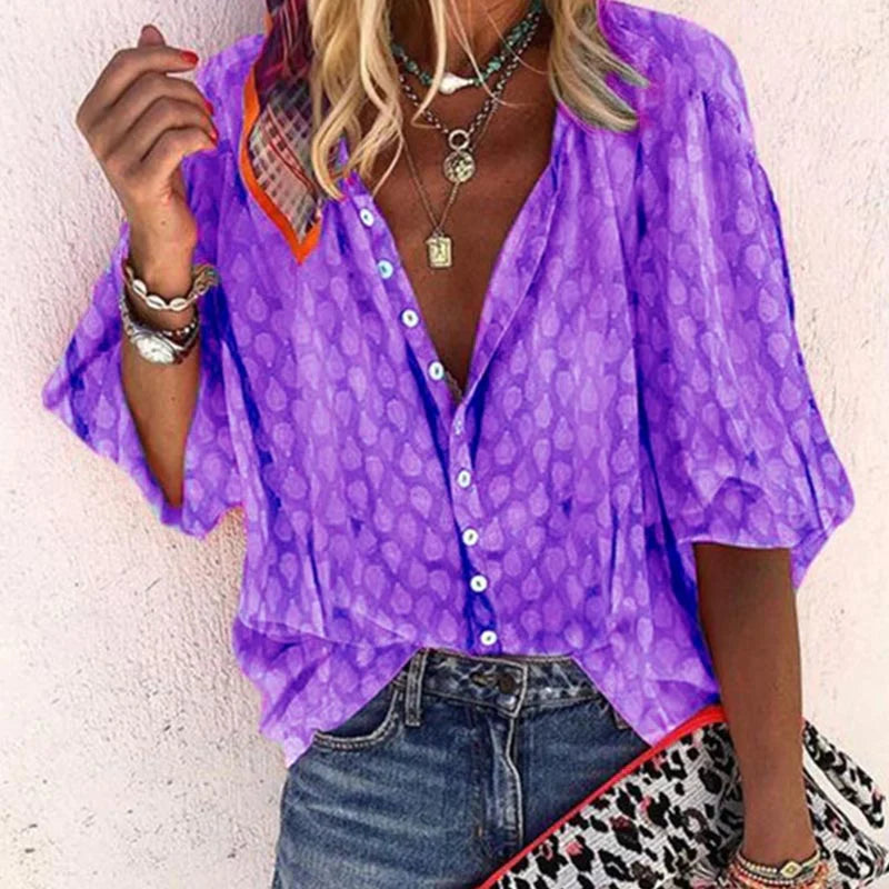Button-Down Blouse met Korte Mouwen voor Dames